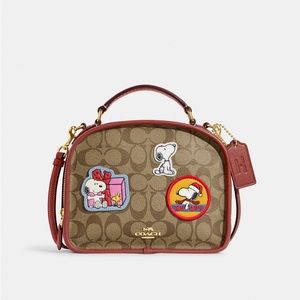 Coach X Peanuts Lunch Pail In Signature Canvas With Patches
